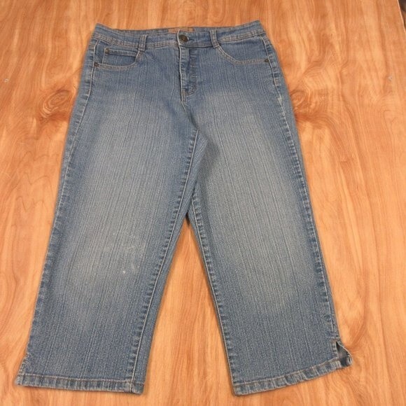HANNAH Becky Capri Skimmer Jeans Womens Sz 10 Comfort Stretch Denim Bermuda Crop - Picture 1 of 15